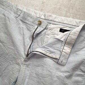 Roundtree & Yorke Blue White Stripe Chino‎ Seersucker Shorts Mens 40